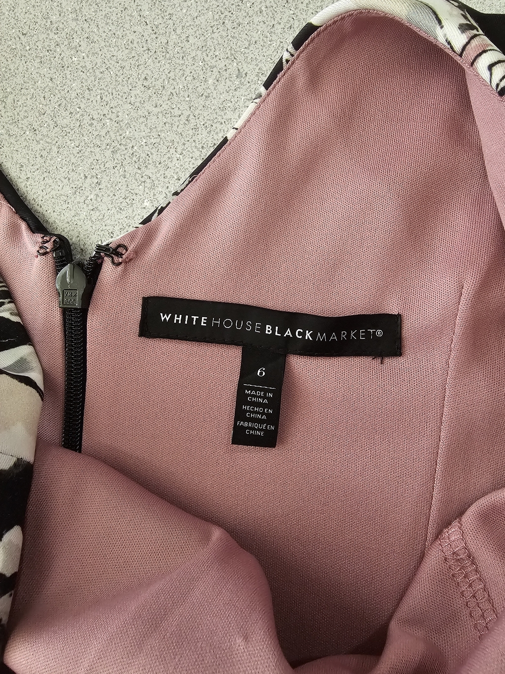 White House Black Market Black Floral Fit-and-Flare Dress with Pink Lining - Picture 3 of 3
